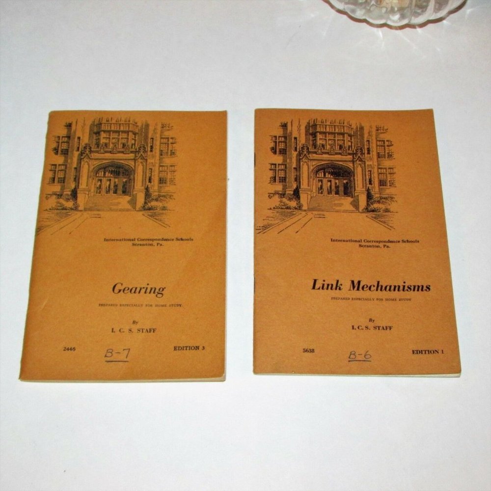 2 Vintage ICS Correspondence School Home Study Books Gearing Link Mechanisms